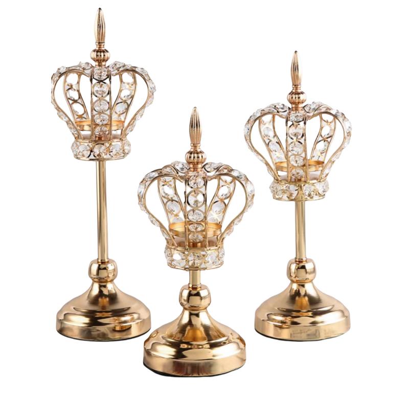 European crystal candlestick crown candlelight dinner scene decoration props living room golden ornaments retro luxury