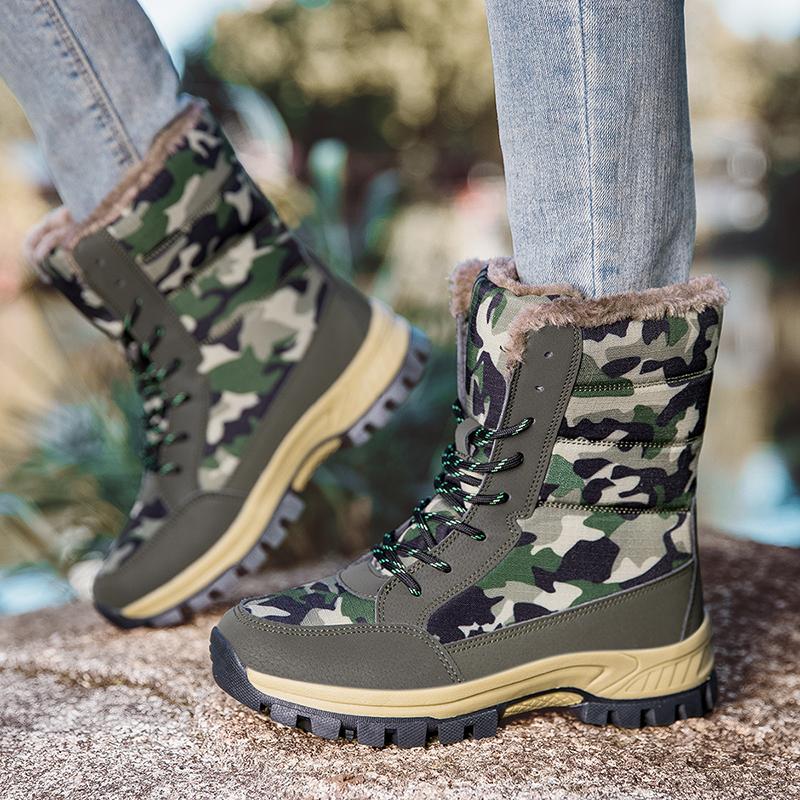 Zimowe buty Grube pluszowe Wodoodporne Antypoślizgowe Buty Moda Damskie Zimowe Buty Ciepłe Futro Botas mujer Damskie Śniegowce Platforma