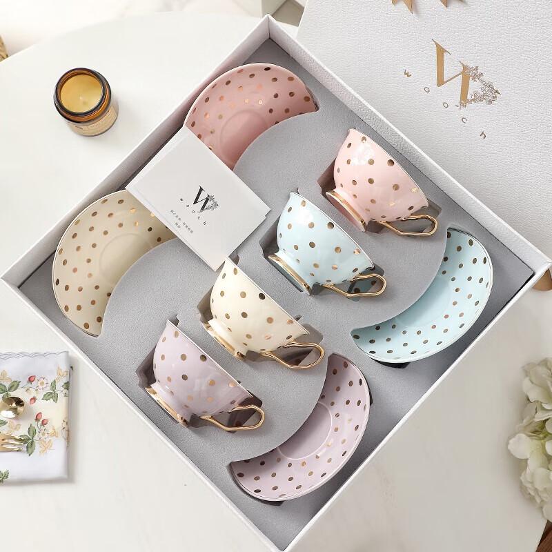 

WOOCH French Polka Dot Ceramic Cup & Saucer Gift Set