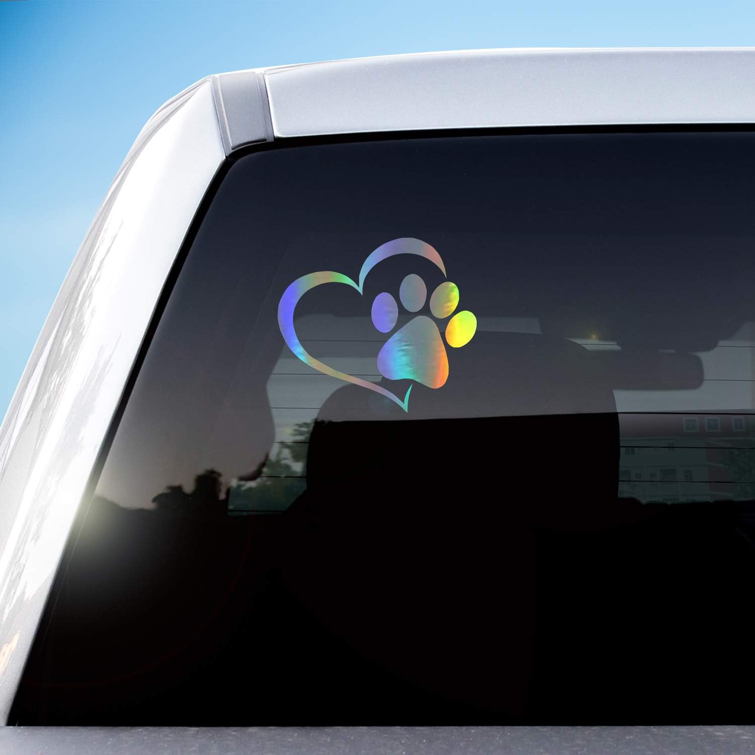 HungMieh Pet Dog Paw Puppy Print Love Heart Vinyl Decal Stickers for Cars Trucks Windows Walls Laptops 5.9 x5.2