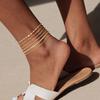 Waterproof Ankle Bracelets for Women Girls, 14K Gold Plated STAINLESS STEE/Alloy 6PCS Anklets Set Dainty Summer Beach Jewelry
