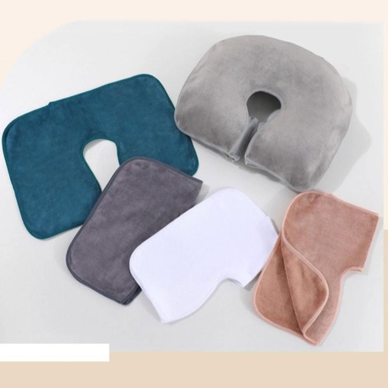 Towel Fabric Massage Headrest Cloths, 12-Piece Set Face Cradle Covers Open Center and Bound Edges for Routine Changing and Cleaning