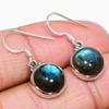 Natural Labradorite Gemstone 925 Solid Sterling Silver Gift Earring 1.25" f1L72