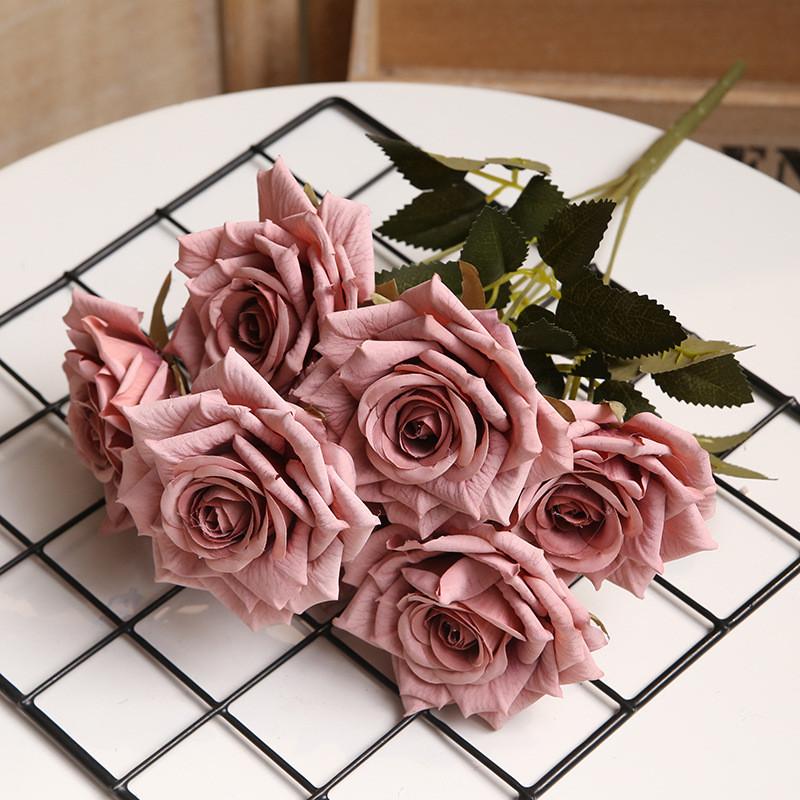 Artificial Rose Bouquet With Colored Silk Flower For Wedding And Home Decor