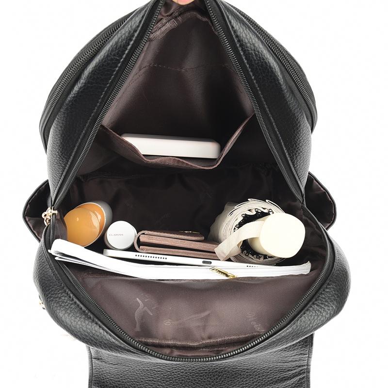 Myk Ryggsekk i Skinn Dame Ryggsekk med Stor Kapasitet Student Skolesekk