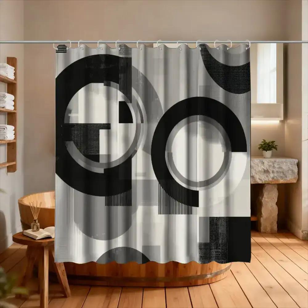 

A Bathroom Shower Curtain Featuring Mosaic Art Collage, Retro Party Design, Includes 12 Hooks, Measuring 70.87*70.87Inch For Hom W60H190(CM)-1 Pcs