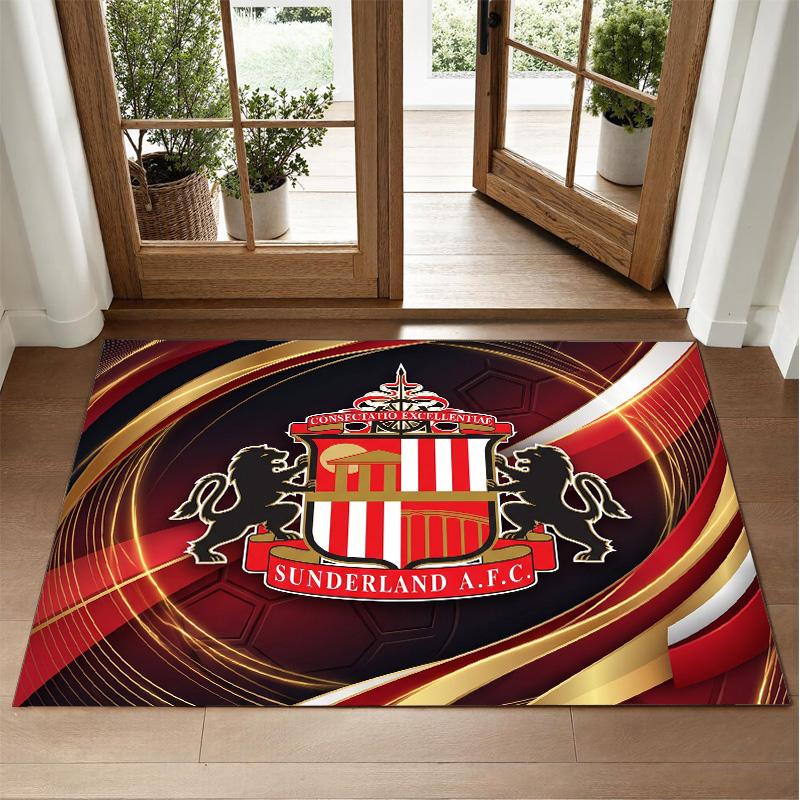 Sunderland Football Design Crystal Velvet Rug Soft Decorative Mat for Bedroom Entrance