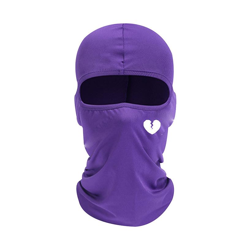 Unisex And Windproof Solid Raw Decor  Balaclava Hat With Heart Broken Pattern Autumn And Winter Warm Ski Cold Hat
