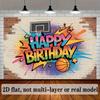 2D Flat Banner Suitable for Birthday Celebration Basketball-themed Party Made of Polyester Material