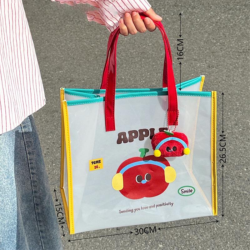 Jelly Beach Bag Cartoon Handbag Cute Transparent Waterproof Travel Handbag Shoulder Bag With Cute Pendant 498₽