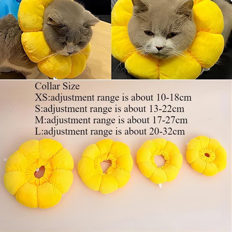 Pets Cats After Surgery Wound Protective Collar Cotton Soft Adjustable Elizabeth Collar Prevent Licking Of Hair Sunflower Collar