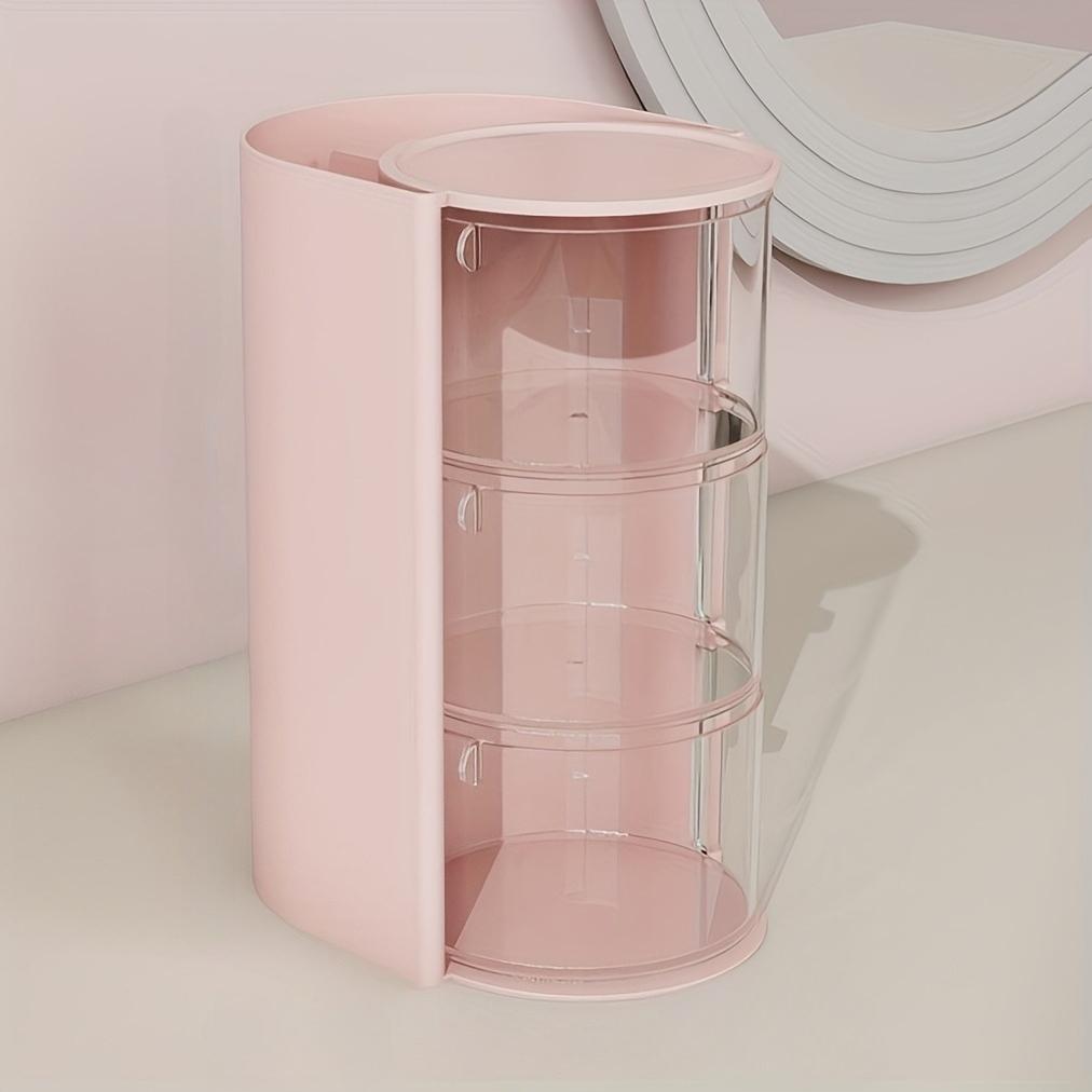 

Rotatable multi-layer transparent hair accessory storage box, dust-proof desktop storage box, cosmetic storage box The third floor розовый