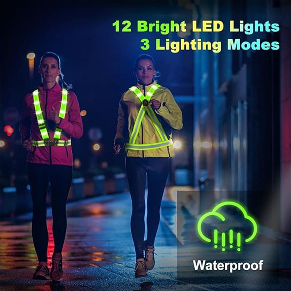 Велосипедный спортивный светодиодный светоотражающий жилет с 3 режимами освещения, регулируемый защитный жилет для ночного бега на велосипеде