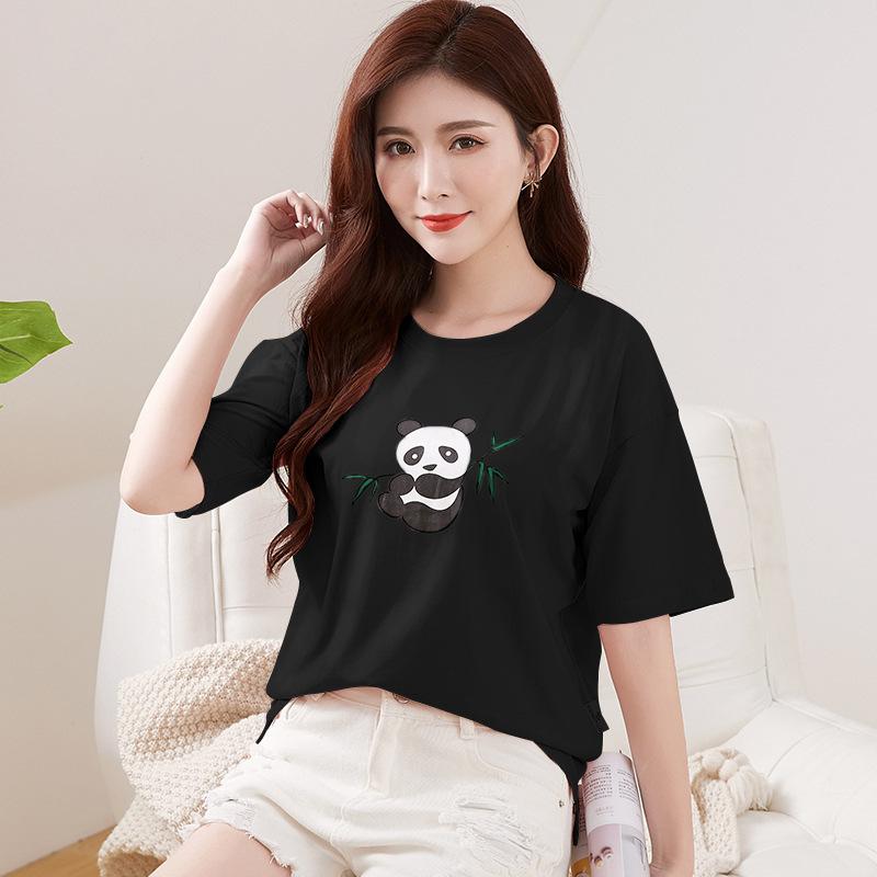 Spring New Short-sleeved Ins Korean Version T-shirt Girls Round Neck Casual Printed Tops Fashionable and Cute Women's Clothing