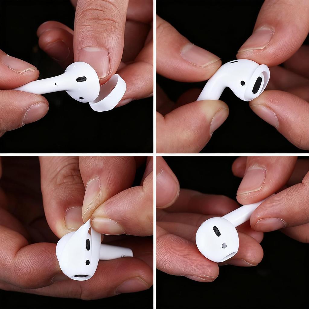 2 Pairs of Silicone Earbuds for Wireless Ideal for Sports and Everyday White (4 Pieces) Anti-Fall Earphones, Use, Ambidextrous, Rechargeable,