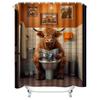 Whimsical Bathroom Shower Curtain Featuring a Humorous Highland Cow Reading Magazine In Quirky Bathroom Setting Orange Decor the