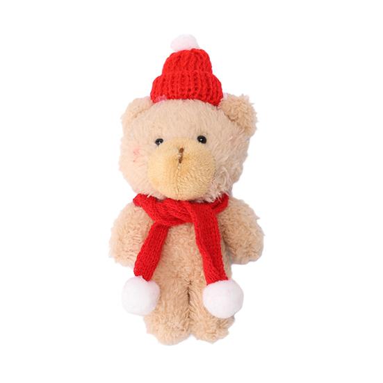 Plyšový medvídek Vánoční dekorace Malý plyšový medvídek s pletenou čepicí a šálou Roztomilá zvířátka Stolní ozdoba pro vánoční párty výslužky