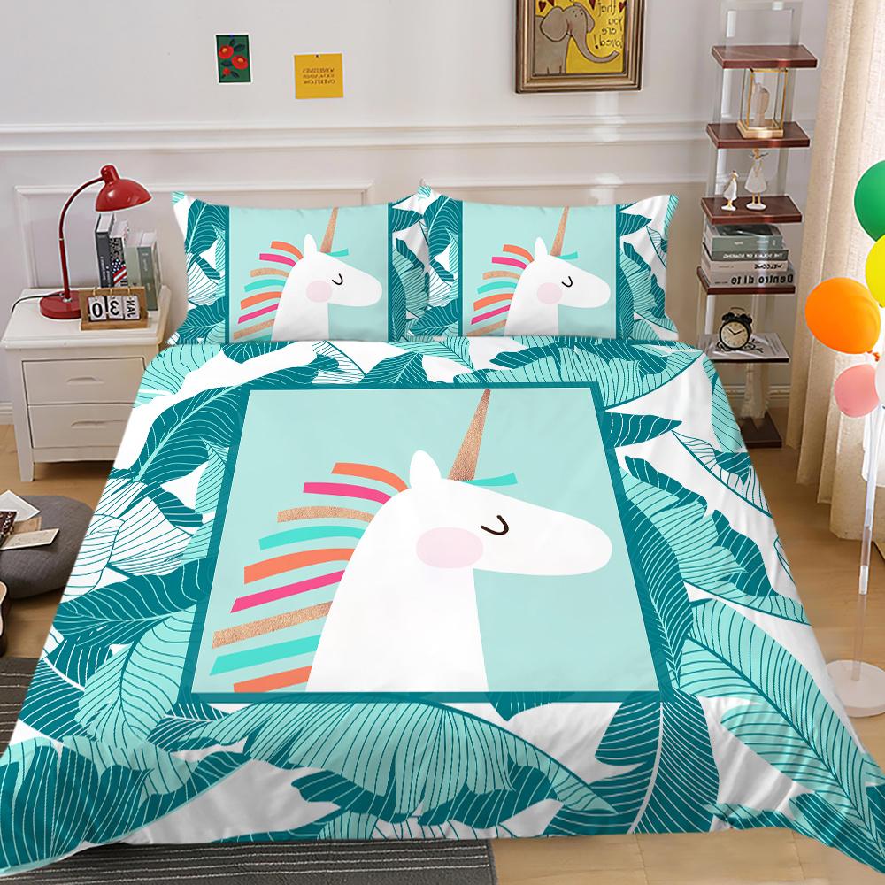 3D Unicorn Print Home Bed Cover Home Textiles Bedding Set Covers Student Dormitory Pillowcase Breathable