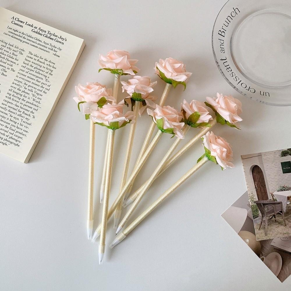Writing Smoothly Neutral Gel Pens Fake Rose Signature Pen Artificial Flowers Ballpoint Pen  Ladies