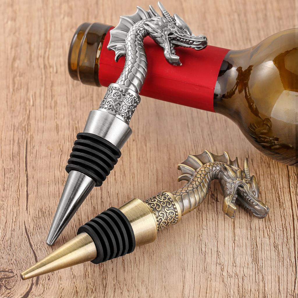 LKKCHER Useful 2-in-1 Dragon Head Wine Stopper and Opener Fashion Home Bar Ornaments Bottle Saver Gifts for Men 7