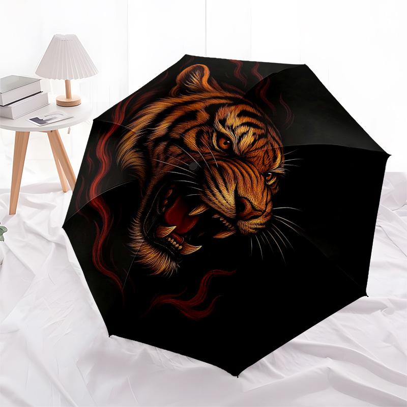 1pc Tiger Roar Umbrella with Plastic Handle,Compact & Stylish,Suitable for All Seasons ptys26013