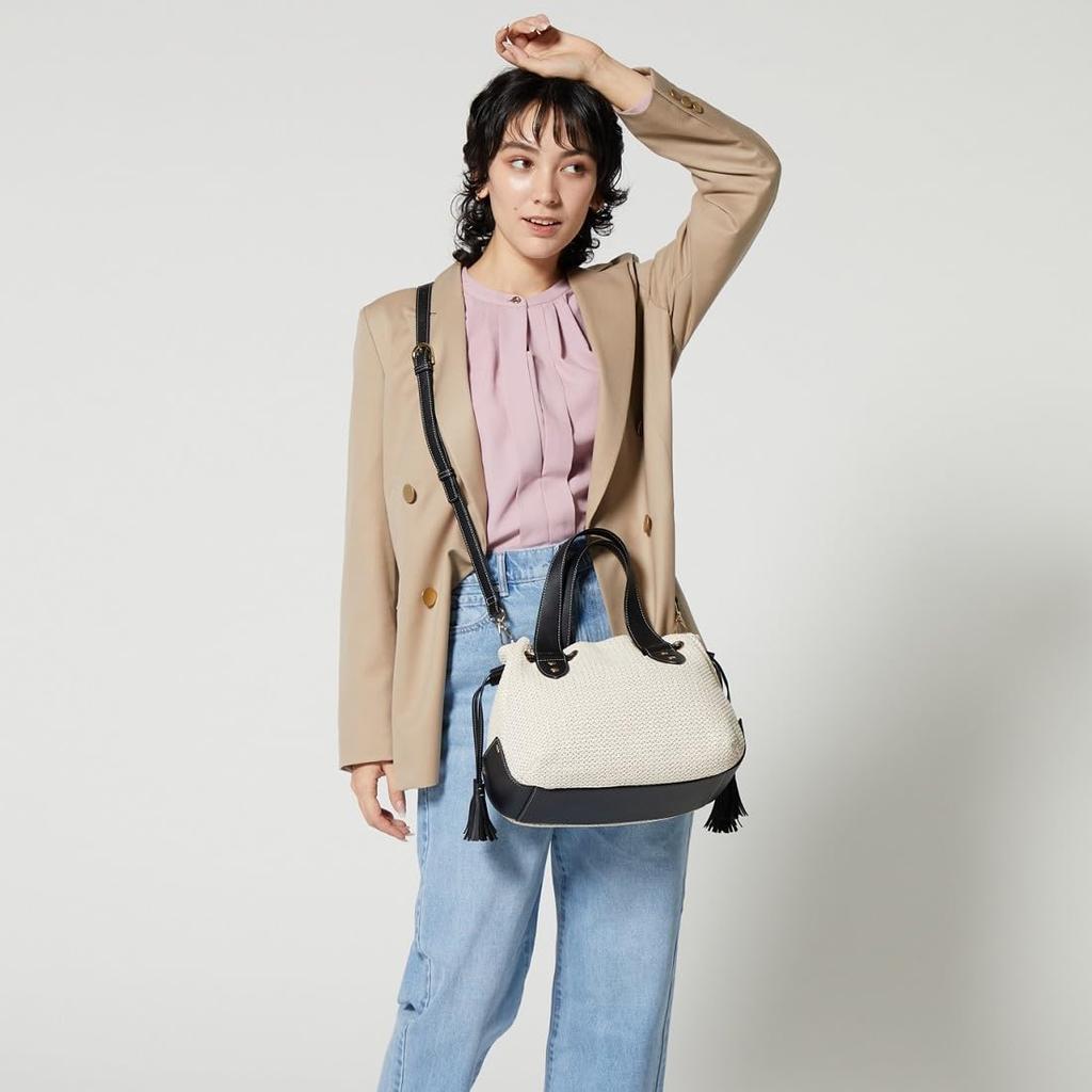 Labagagerie Side Tassel Summer Tote Bag, Small, White (30)