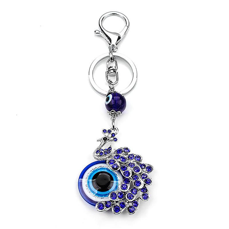 Creative Blue  Peacock Keychain Animal Key Ring Evil Eye Bag Pendant Accessories For Women  Jewelry Trinket Gift