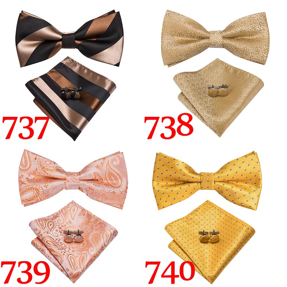 Hi-Tie Mens High Grade Casual  Bowtie Set Formal Wedding Party Ties for Men Bowtie/Cufflinks/Hanky