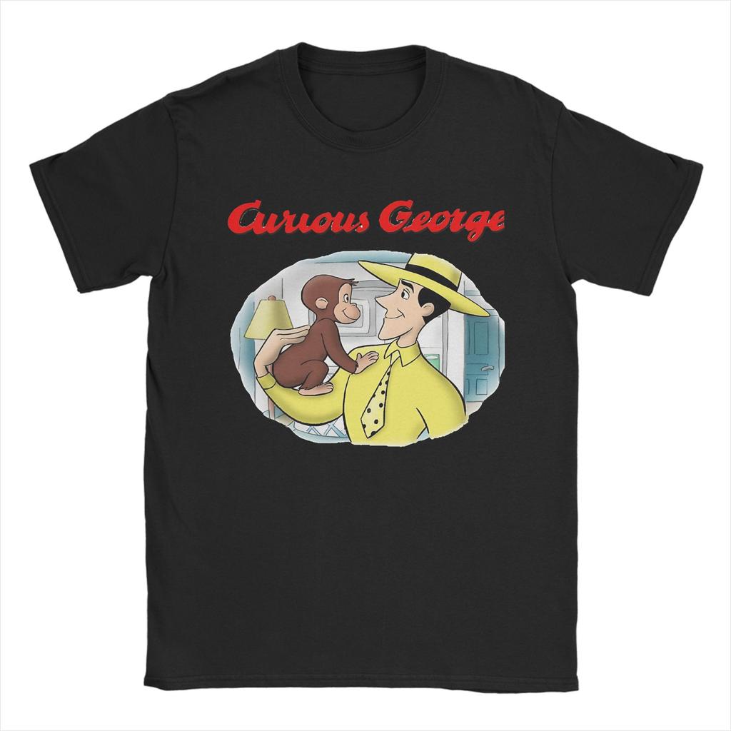 Vintage T Shirt Summer Curious George Novelty TShirts Pure Cotton Tshirt for Unisex Awesome Wholesale Short Sleeve Tees