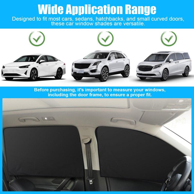 4Pcs Car Side Window Sun Shades With Magnets Strong-Light Blocking UV Protection Privacy Shades Auto Accessories