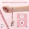 uxcell Women's Initial Letter B Keychain with Heart Rhinestones, Decorative BagCar Key Accessory, Pink