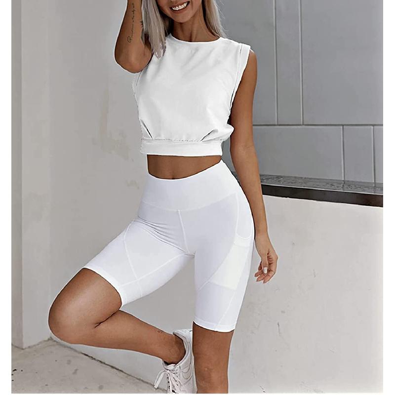 2026 Summer New Women's Fashion Solid Color Short Sleeveless Round Neck T-Shirt
