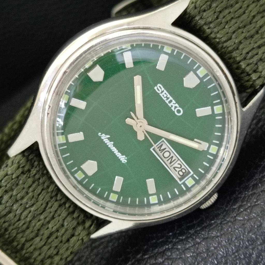 AUTOMATIC VINTAGE SEIKO JAPAN 6309A MENS GREEN COLOR DIAL WATCH A701272-5 R206a-a701272