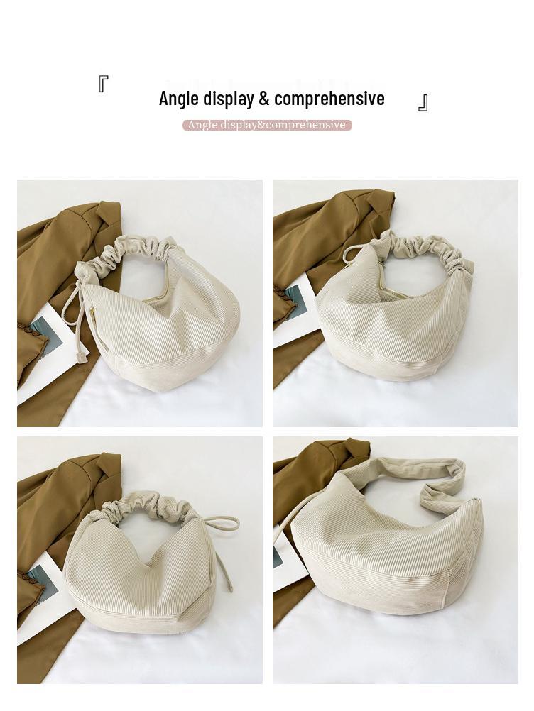 Trendige Cord Schultertasche mit Falten für Damen - Kollektion 2025
