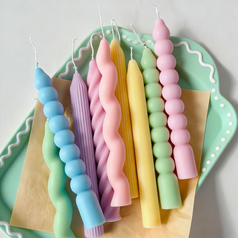 New Long Spiral Silicone Candle Mold DIY Twisted Long Rod Wax Stick Craft Molds Home Decor Tool Geometry Candles Making Supplies