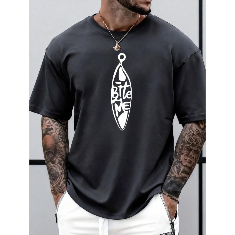 

Men S T Shirts Fitted Slim Fit Short Sleeve Bite Me Design Pattern Print Streetwear Style Loose-Fitting |Men S Fashion Top |Men S Daily Wear Top 4XL чорний