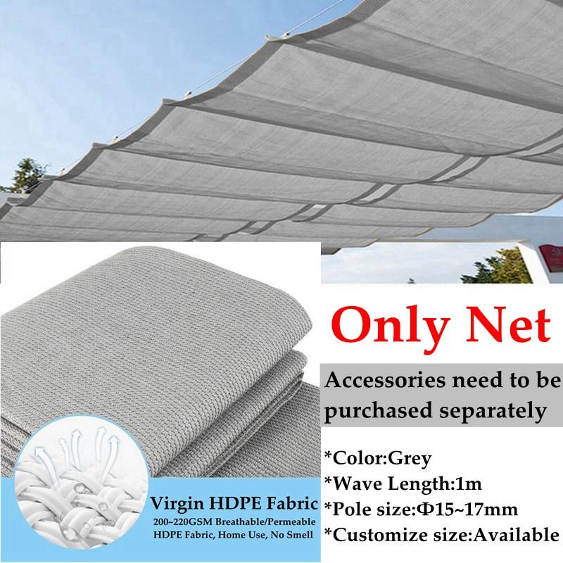 

Thicken Grey Color Home Courtyard Pavilion Terrace Screen Sun Room Canopy Cloth Swimming Pool Car Telescopic Wave Sun Shade Net 0.8mx3m
