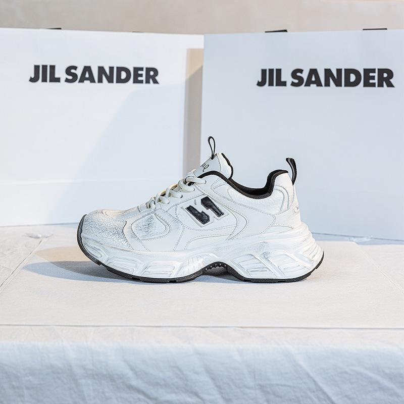 Old N-word dad shoes women's spring new leather comfortable thick sole heightening casual retro sports shoes