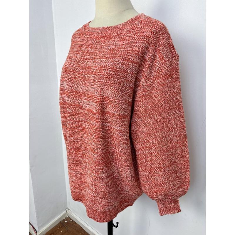 Spring and Autumn New Floral Yarn Pullover Casual Versatile Casual Round Neck Knitted Sweater Top for Women