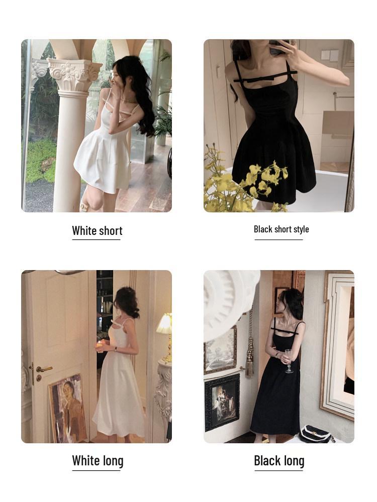 Darling Black Spaghetti Strap Bowknot Dress: Women's Sensual Design Long Skirt