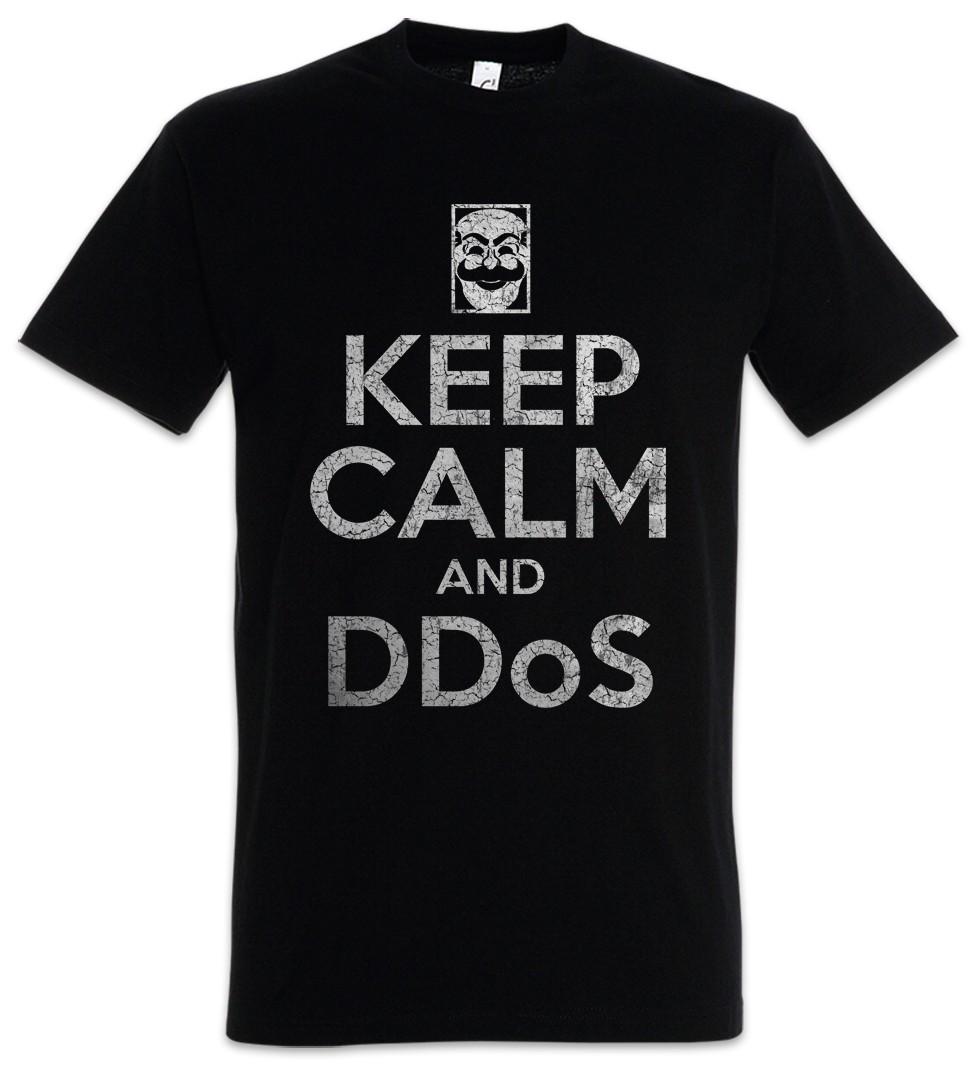 Keep Calm And Ddos Mens T-Shirt Mens Womens Tees Top IT Computer Science Computer Scientist PC Science Geek L