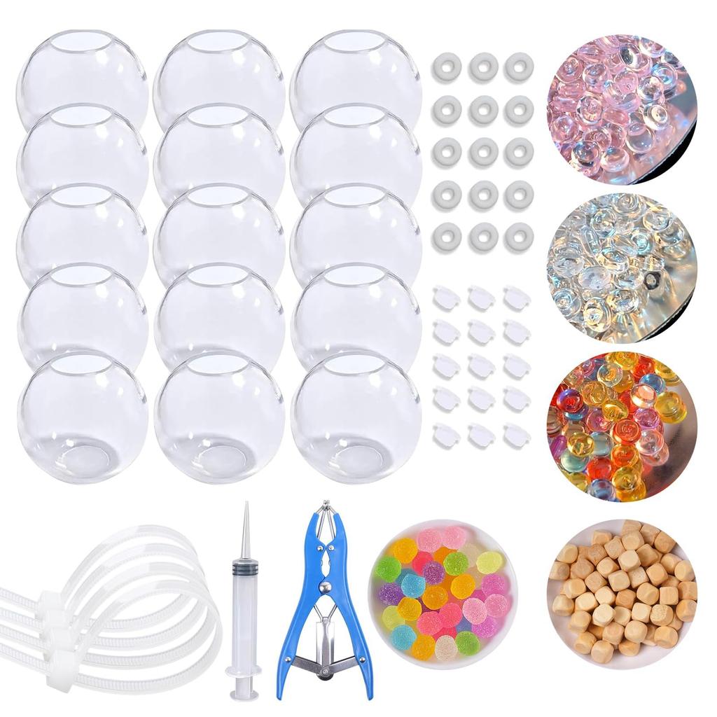 DIY Stress Ball Making Kit-Easy DIY- 15 TPR Skins, Total 14oz of Various fillers, Create ASMR Anxiety Relief Toys, Handmade Squishy Stress Balls