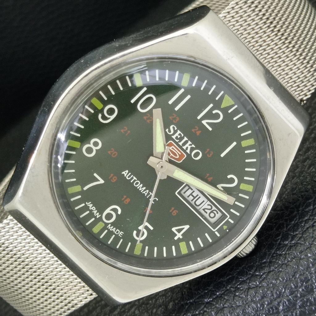 JAPAN VINTAGE SEIKO 5 AUTOMATIC 6309A MENS GREEN COLOR DIAL WATCH A701202-5 R206a-a701202