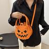 Yogodlns Halloween Einseitige Tasche Farbblockierung Handheld Damen Tasche Schlichte PU-Leder Umhängetasche Kürbis-Tasche