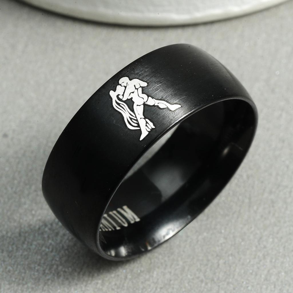 12 Zodiac Sign Stainless Steel Ring - Fashion Charm for Aries Taurus  Adjustable Unisex Friendship  Accessory