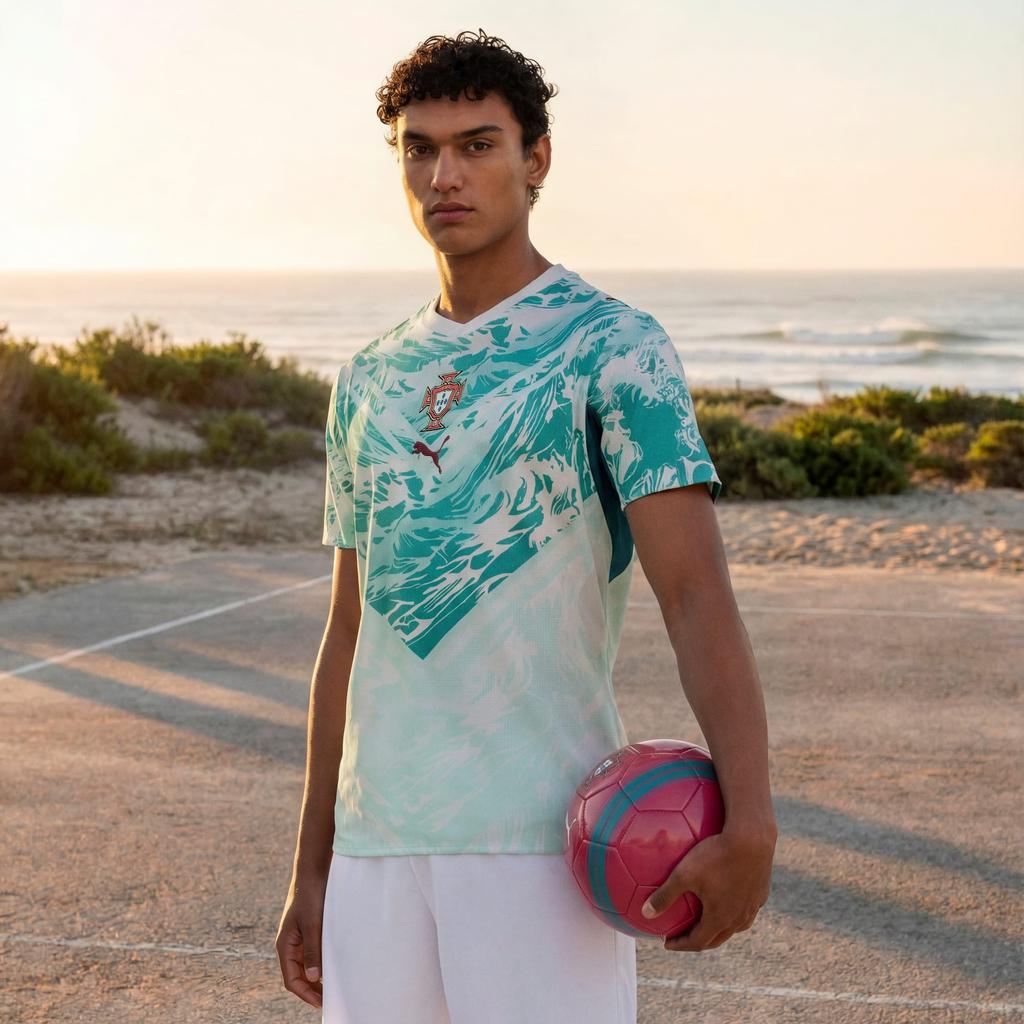 Pánský autentický venkovní dres Puma Portugalsko 'Puma White-Green Lagoon'