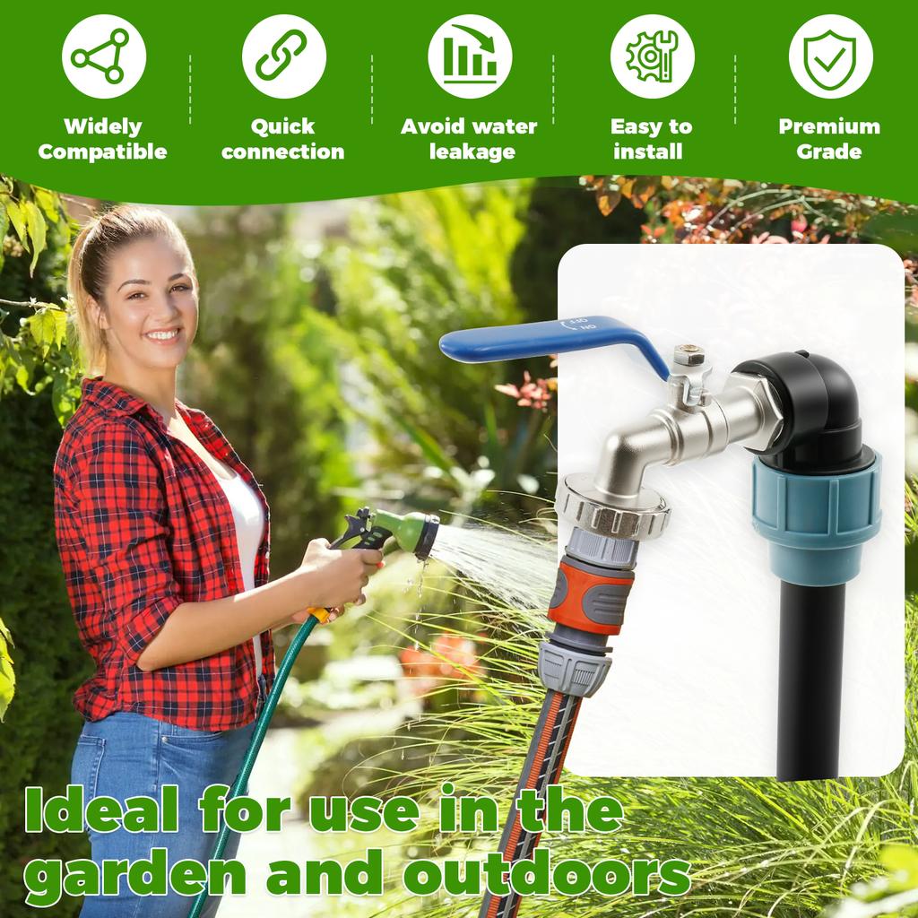 IBC Svanhals IBC Adapter 3/4 Tum Utloppskran Kran Kranventil IBC Tanktillbehör för Regnvattentank Vattentunna IBC Behållare