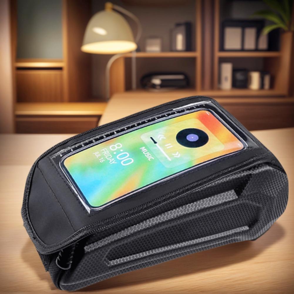 Bike Front Frame Bag Bicycle Top Tube Bag Touch-Screen Hard Shell Bike Tube Bag Double Zipper Cycling Pouch Cycling Accessories