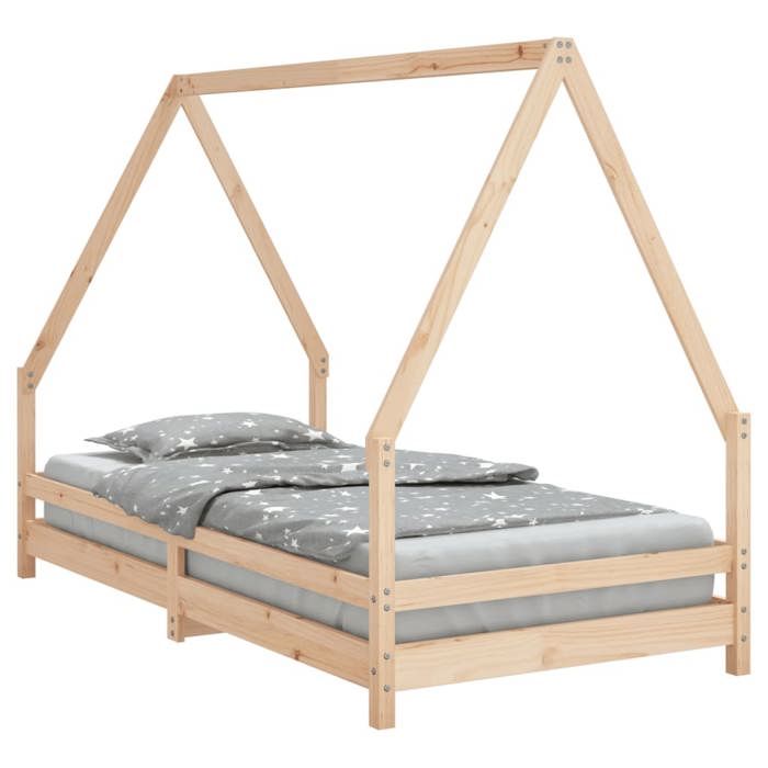 VidaXL Bed Frames for Children, Single Bed with Slatted Base, Bedroom Furniture, Scandinavian, Brown 90x190 834492