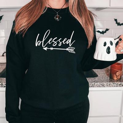 Blessed Love Arrows Women's Long Sleeve Sweatshirts Causal Loose Streetwear O Neck Hoodies Inspirational Womens Clothing Tops